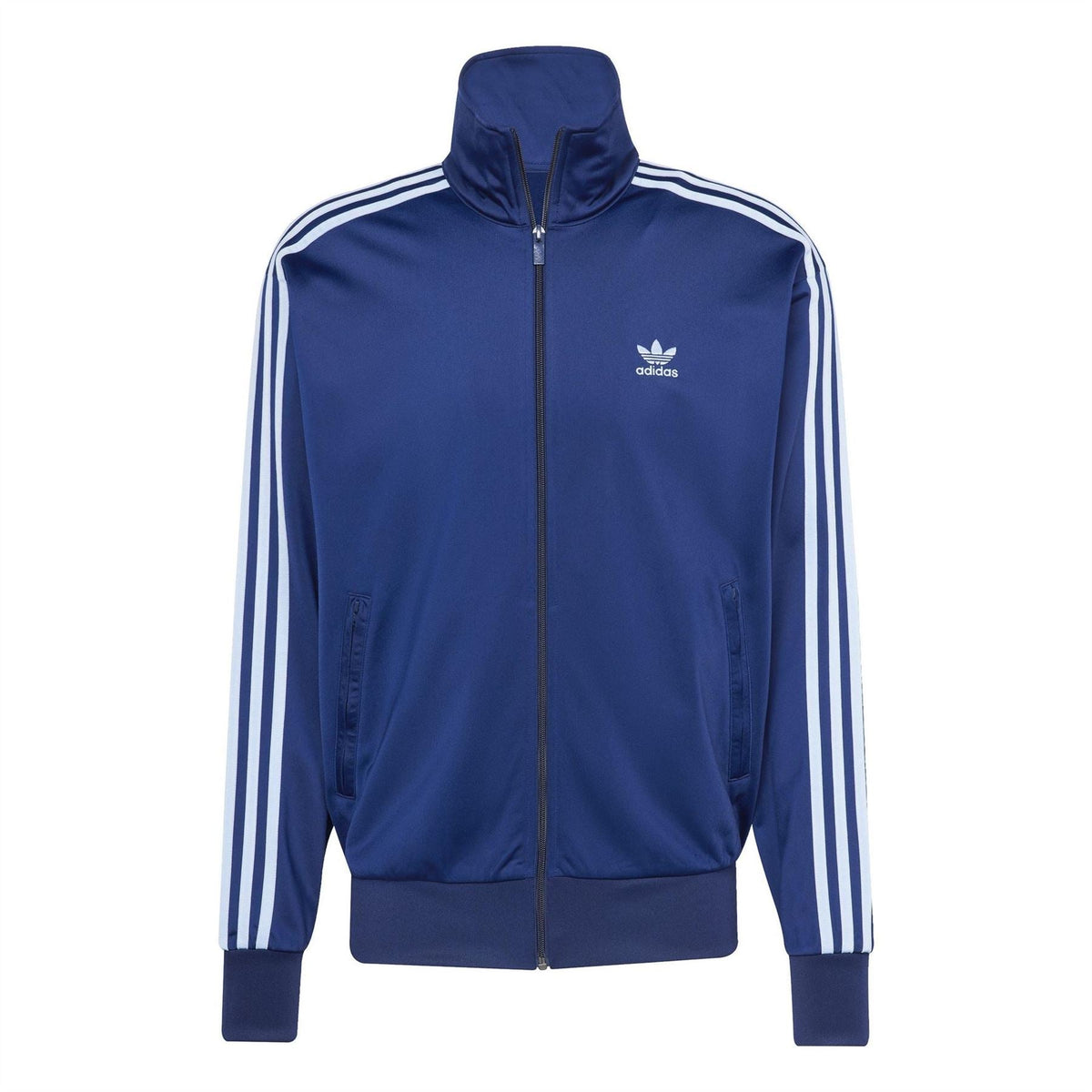 adidas Originals Firebird TT track jacket in night indigo, full-zip with white triple stripes
