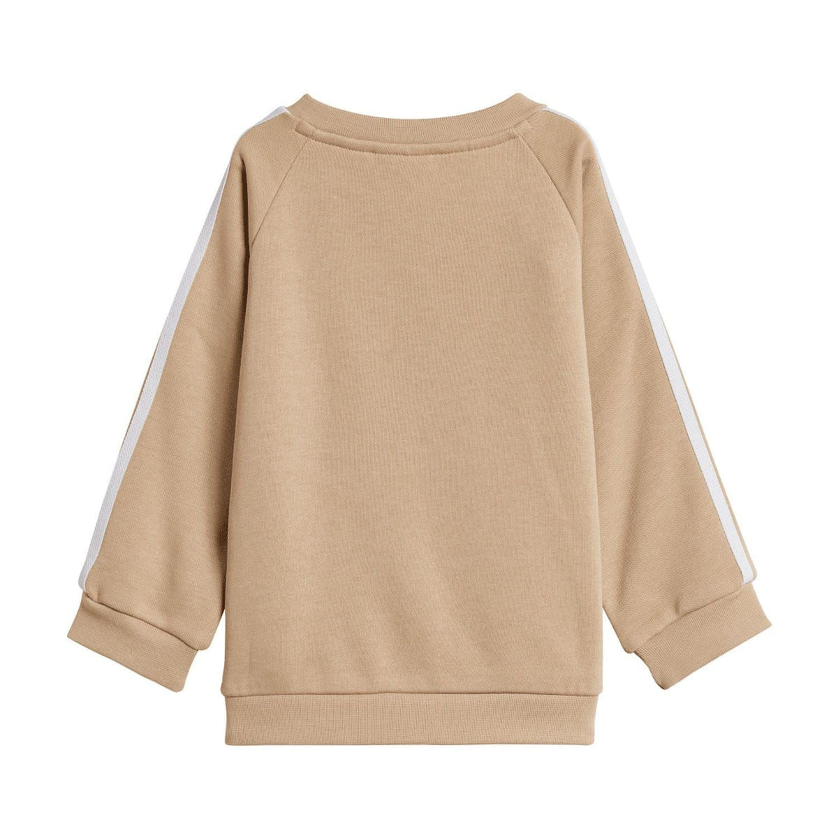 Beige infants adidas Originals crewneck top with striped side panels