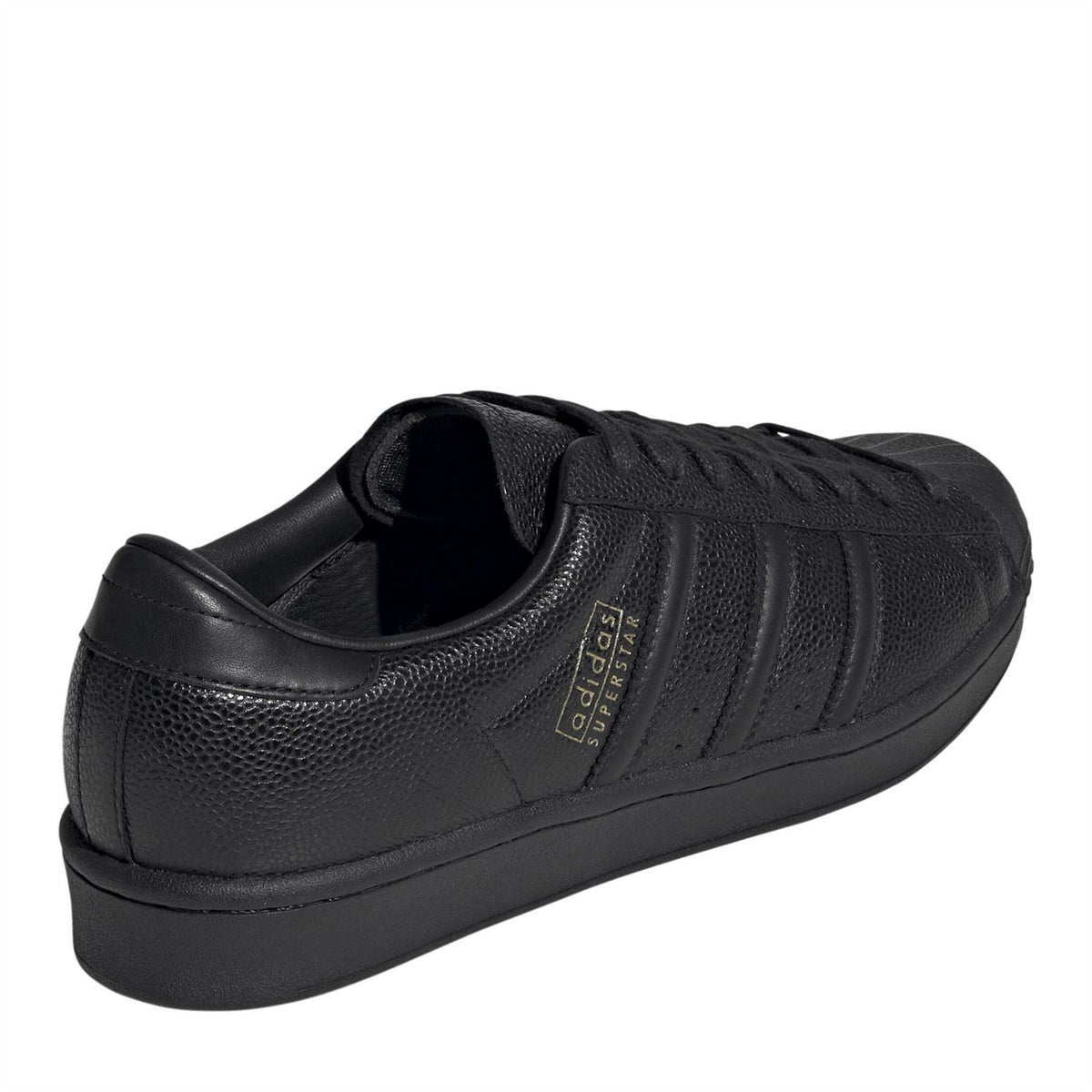 Black leather-effect sneakers with padded collar and side adidas trefoil logo
