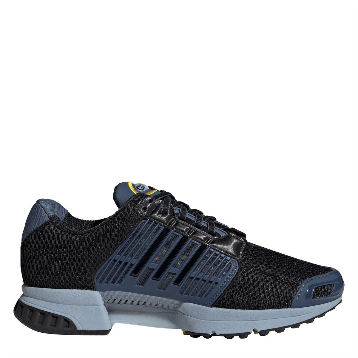 adidas Originals Climacool 1 running sneaker, black mesh upper with blue stripes