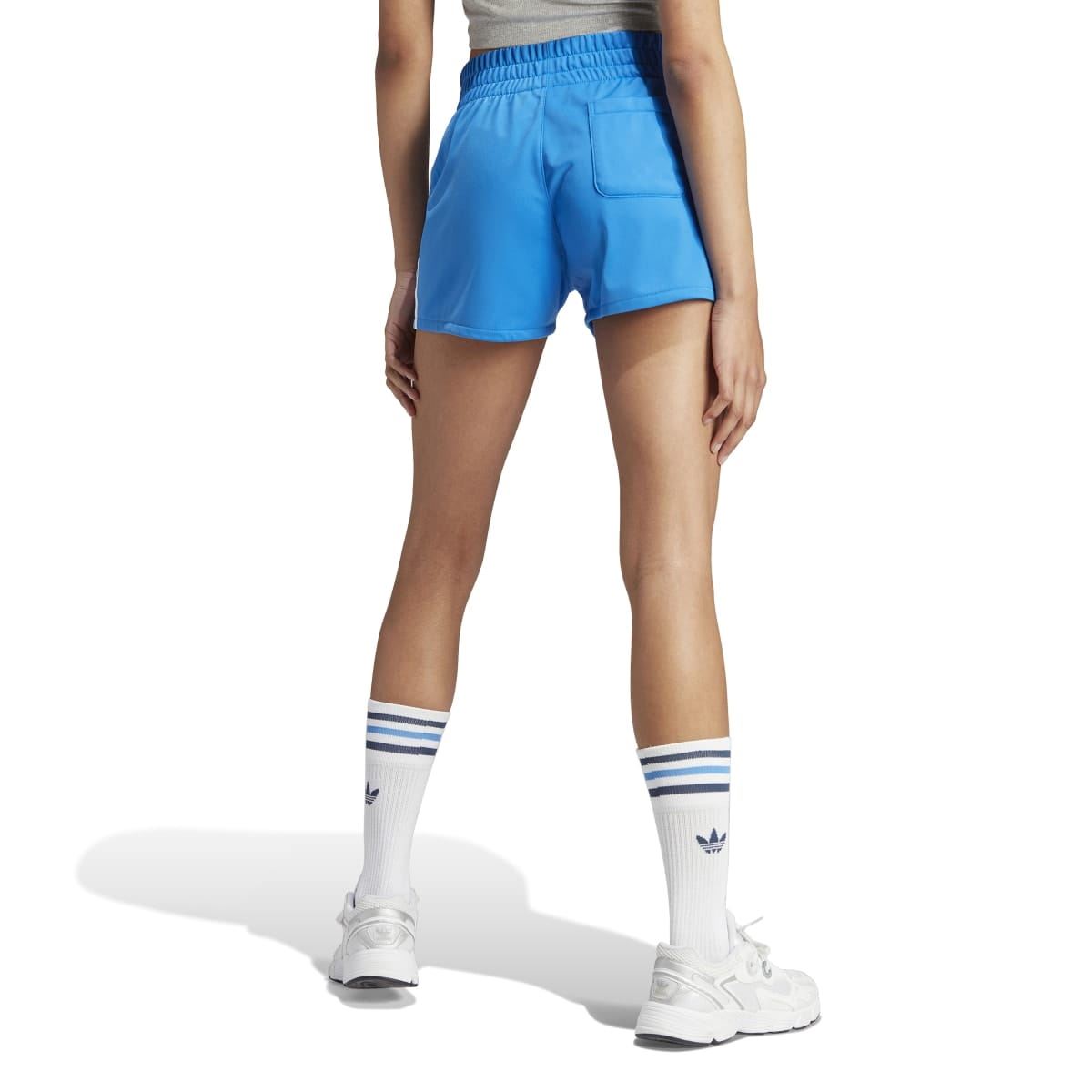 Blue Adidas Originals shorts with elastic waistband and side stripe detail