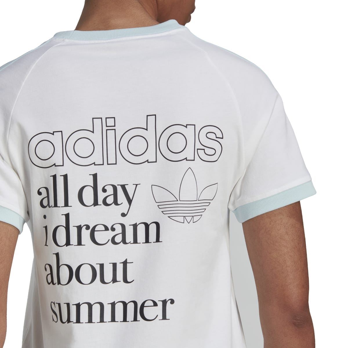 White adidas Originals T-shirt back graphic print with adidas logo and text