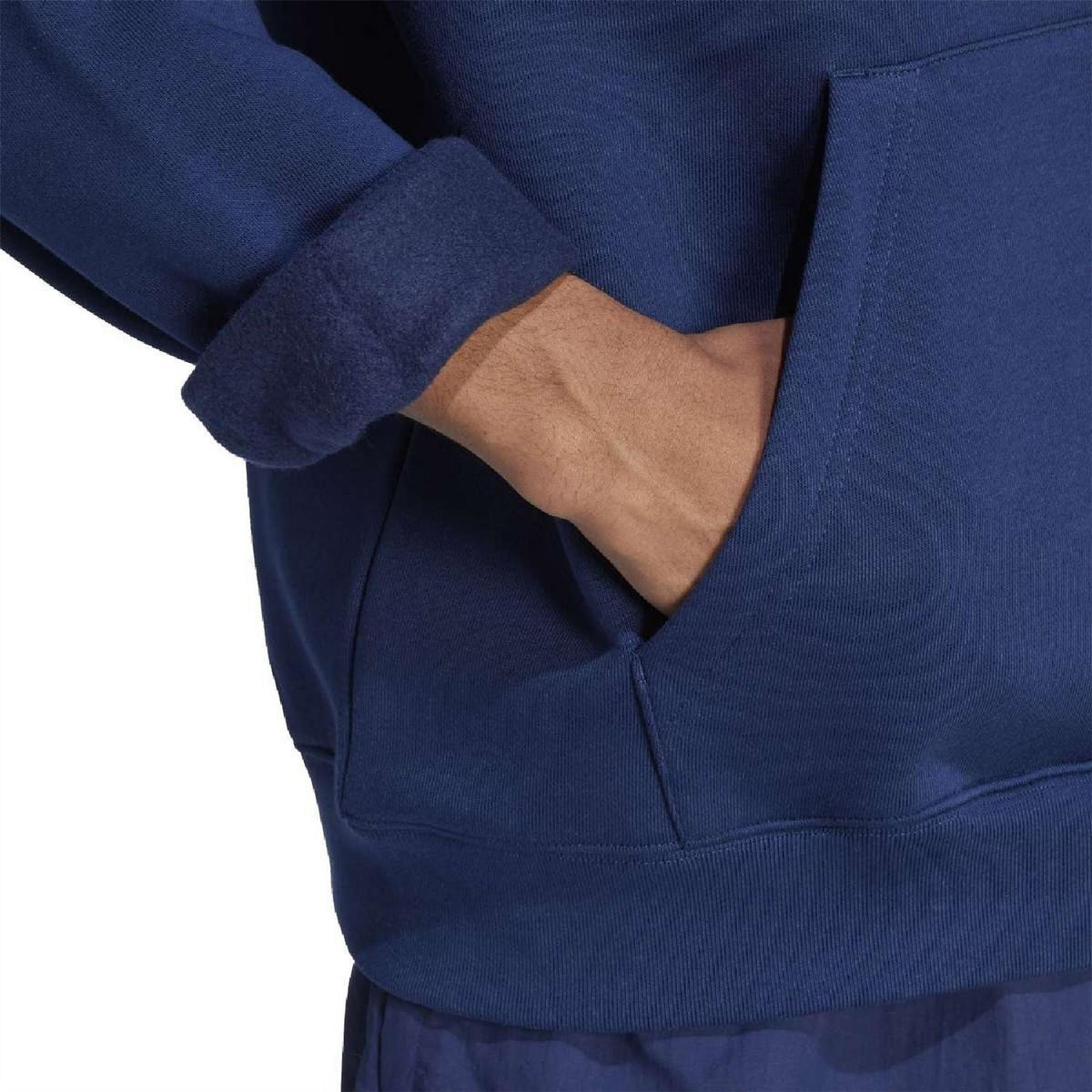 adidas Originals loose hoodie in dark indigo with kangaroo pocket and ribbed cuffs