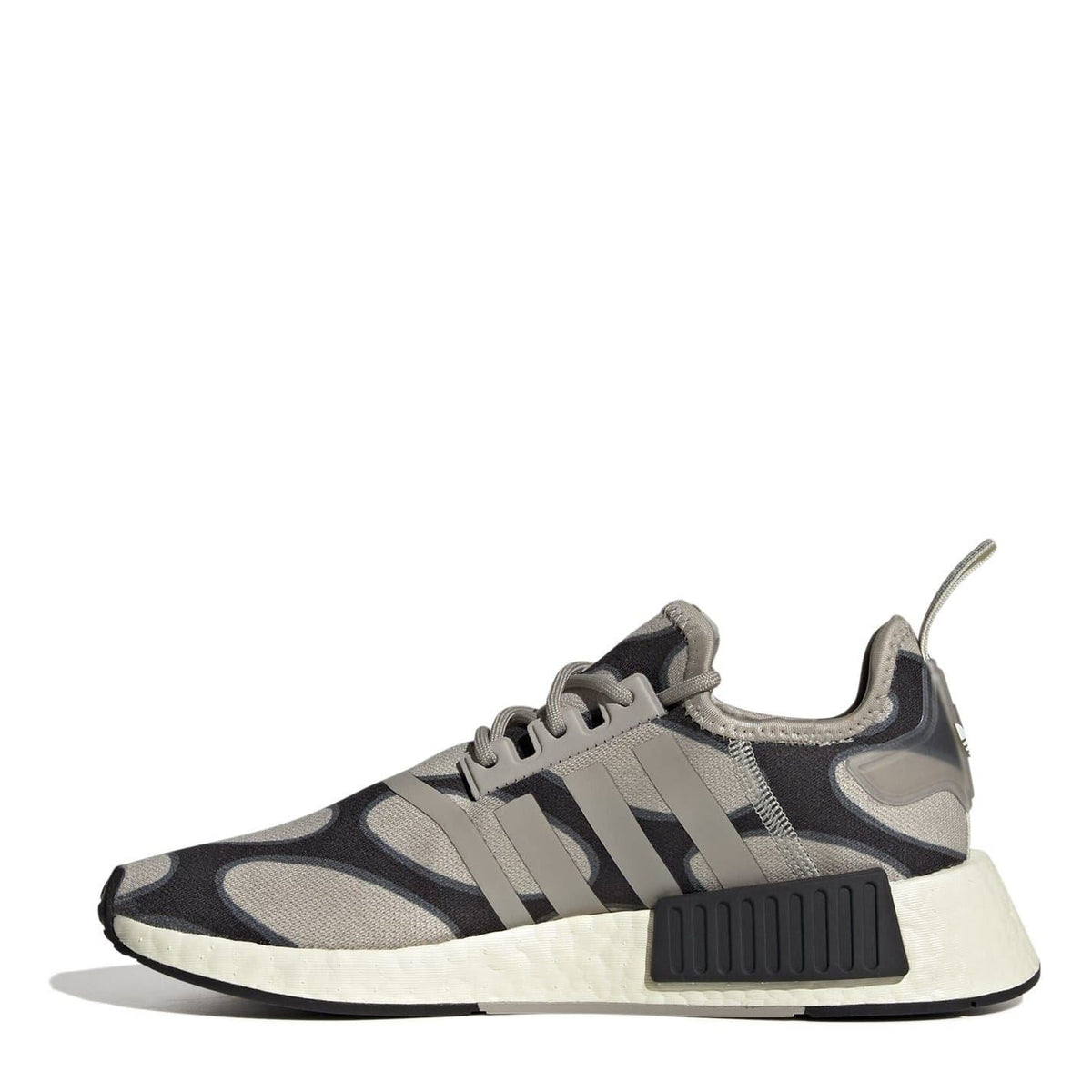 adidas Originals NMD R1 low top sneakers in black with white Boost midsole and signature design details, footwear for casual wear