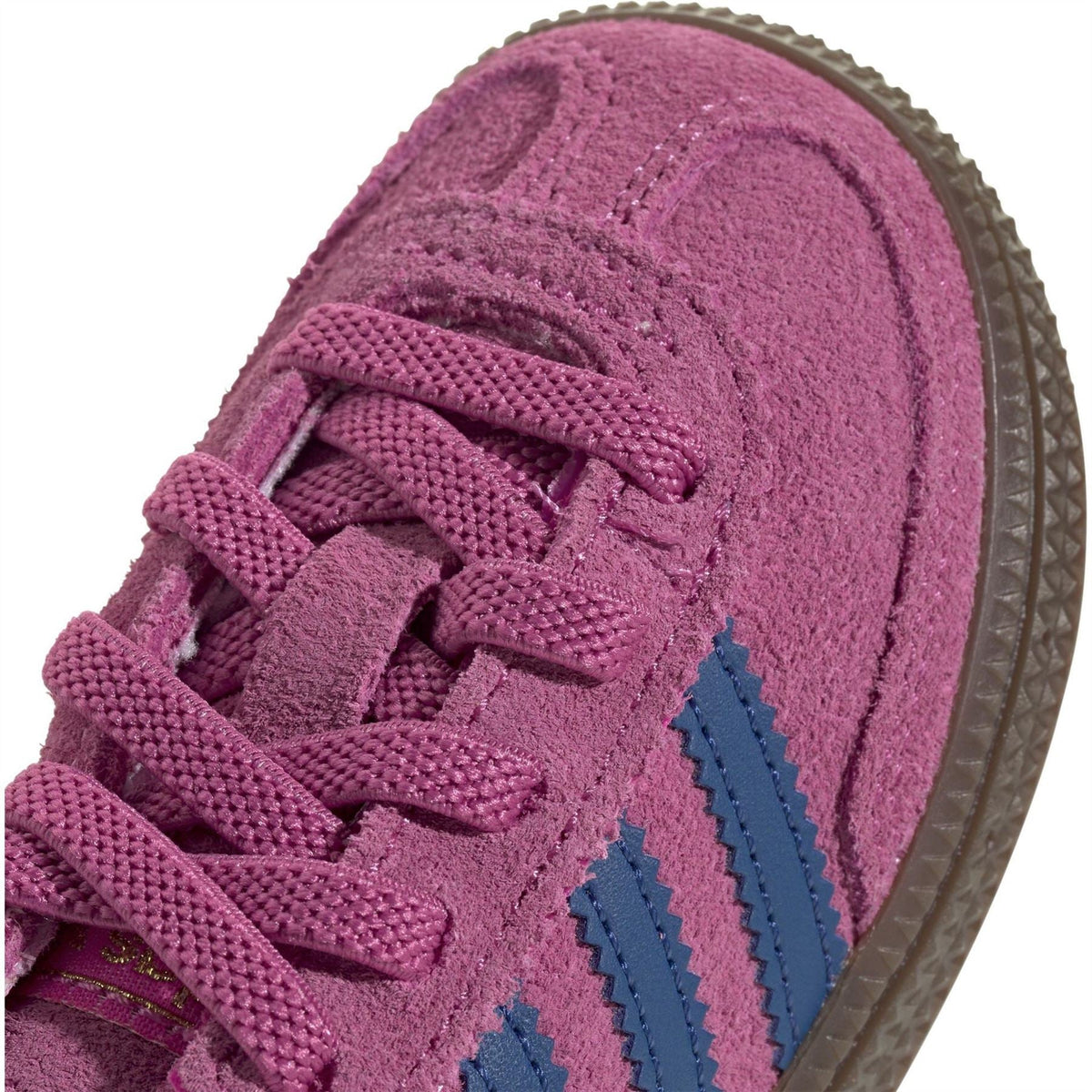 adidas Originals HB Spezial low-top lace-up sneakers, pink suede with blue stripes