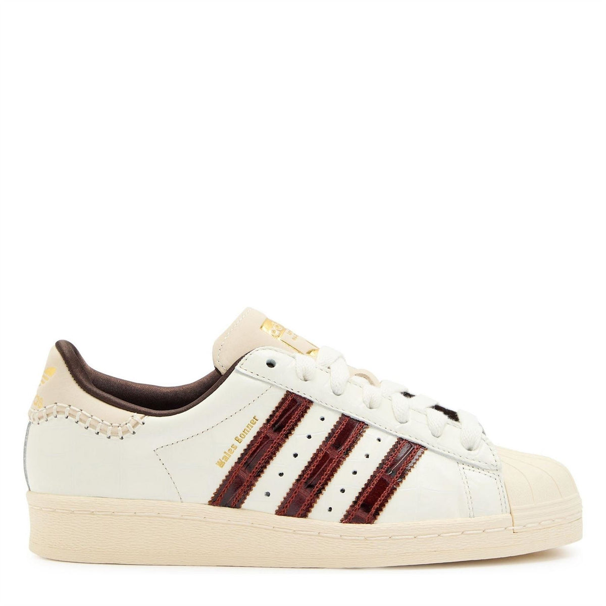 adidas Originals Superstar leather sneakers: white with dark brown collar and stripe details