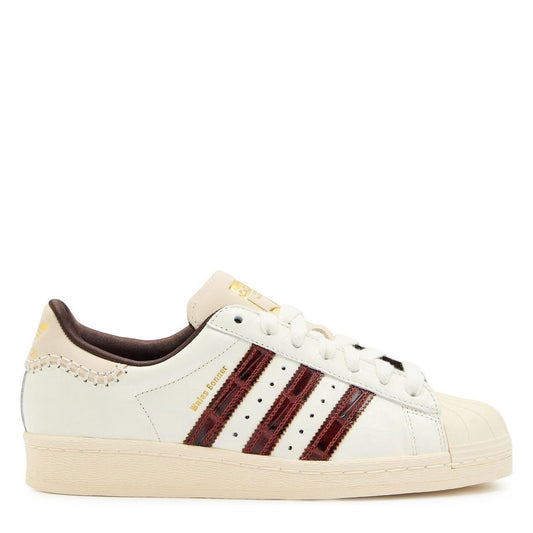 adidas Originals Superstar leather sneakers: white with dark brown collar and stripe details