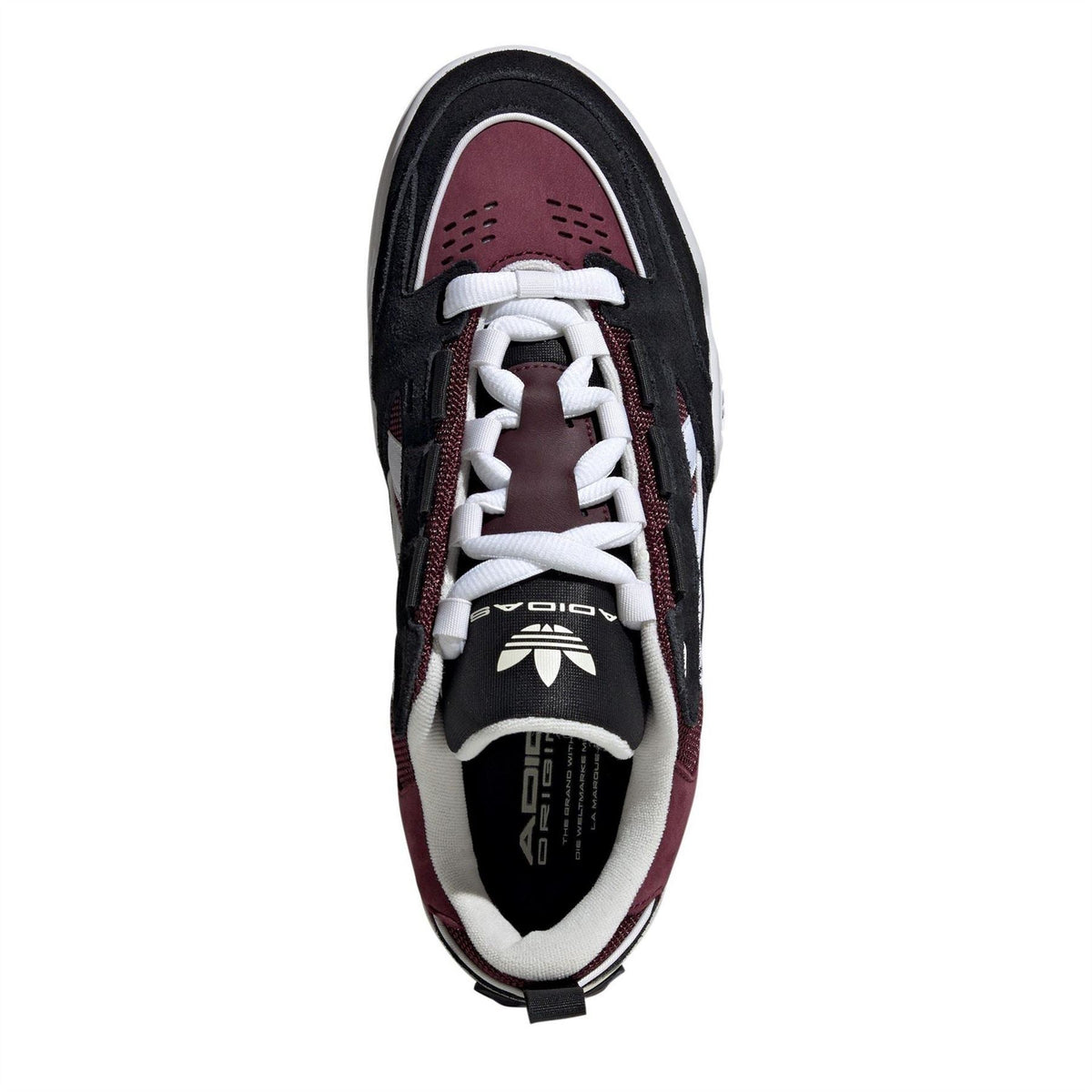 adidas Originals Adi2000 men's low-top trainers in black with white accents, showcasing sporty design and comfortable fit.