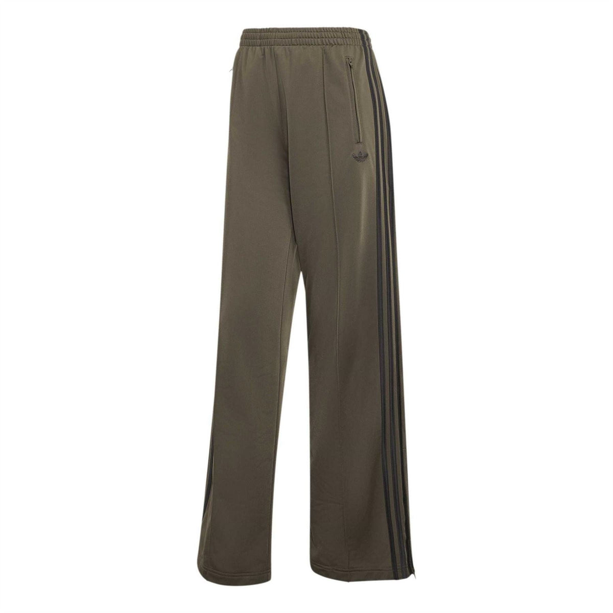 adidas Originals dark khaki track joggers with vertical side stripe and open hem