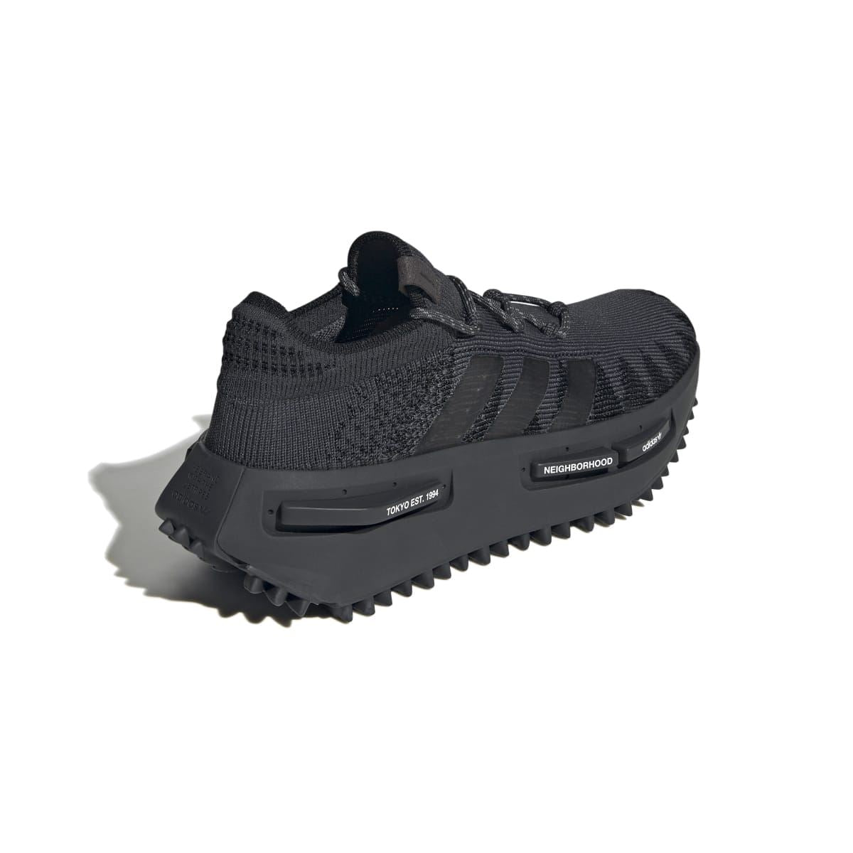 adidas NMD_S1 knit trainers, black knit upper with lace-up and thick rubber tread sole