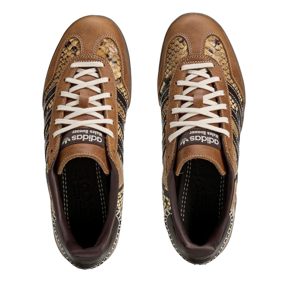 adidas Originals low-top trainers with brown uppers and white lace-up detail