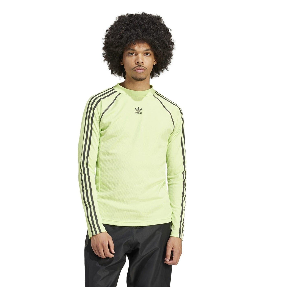 Green adidas compression-fit raglan sleeve t-shirt with crew neck and black side stripes