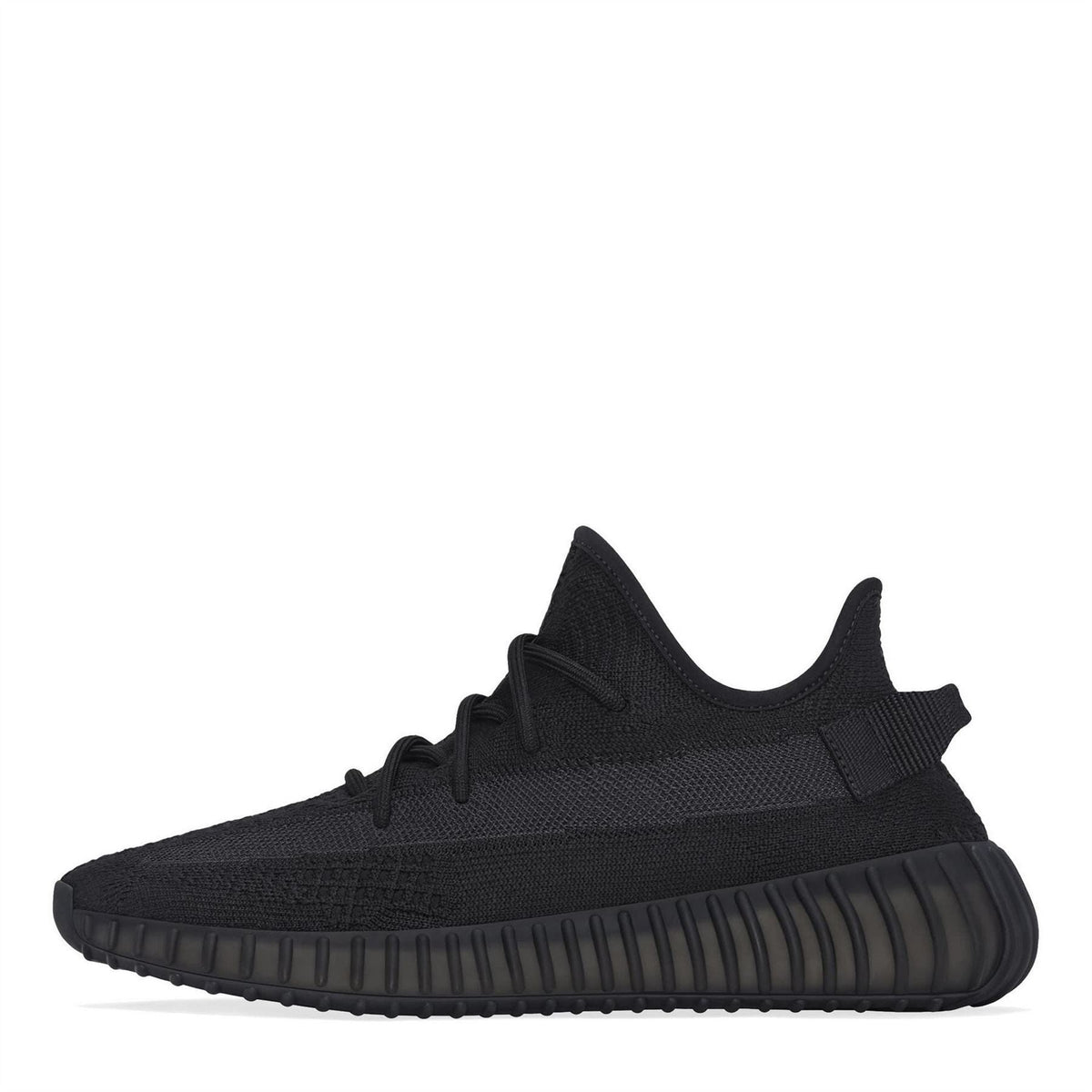 Yeezy Boost 3 low-top sneakers, black mesh upper, lace-up front, ribbed sidewall
