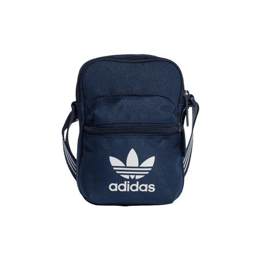 Navy festival bag with zipper top and adidas trefoil logo on front