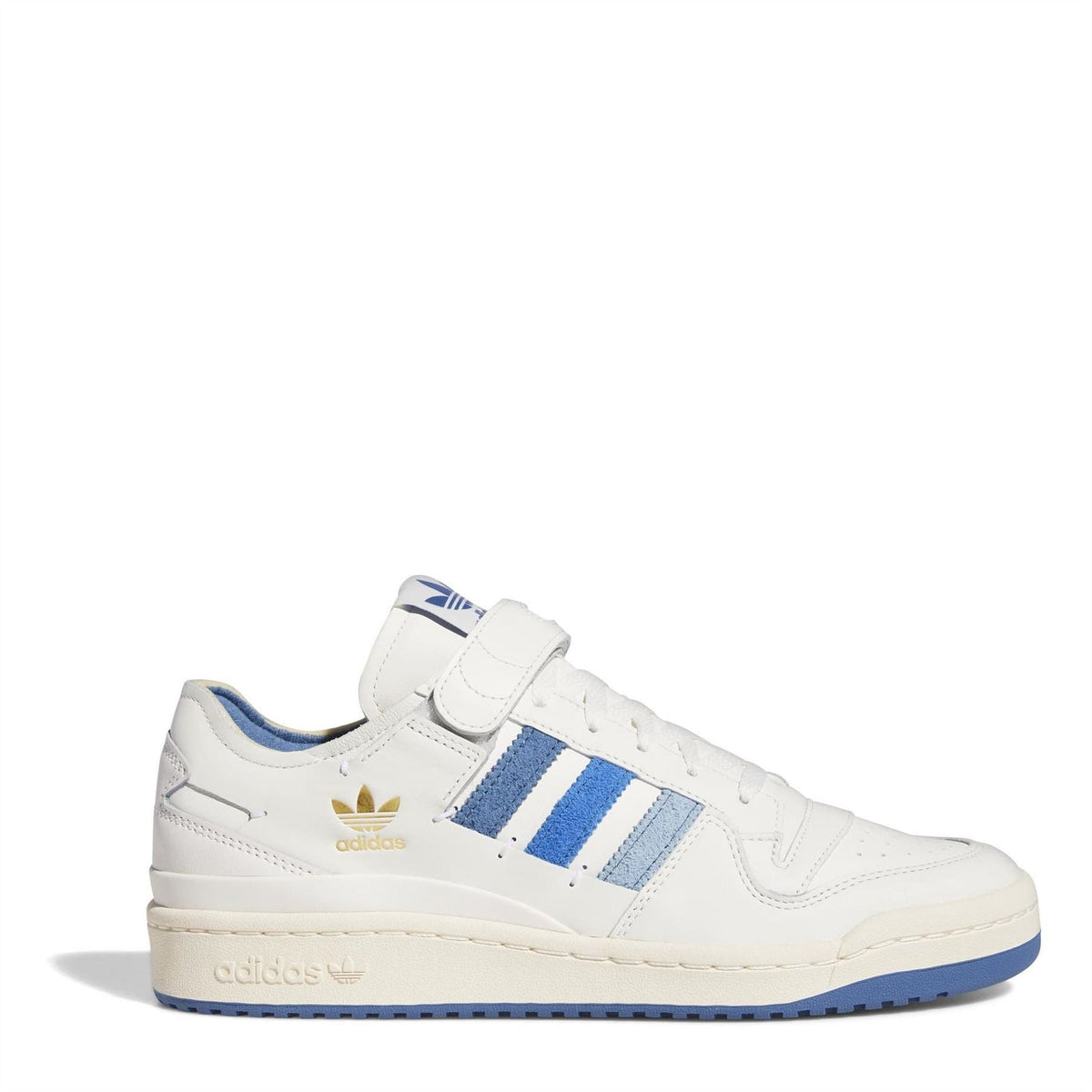 adidas Originals low top trainers in white with blue stripes and side logo
