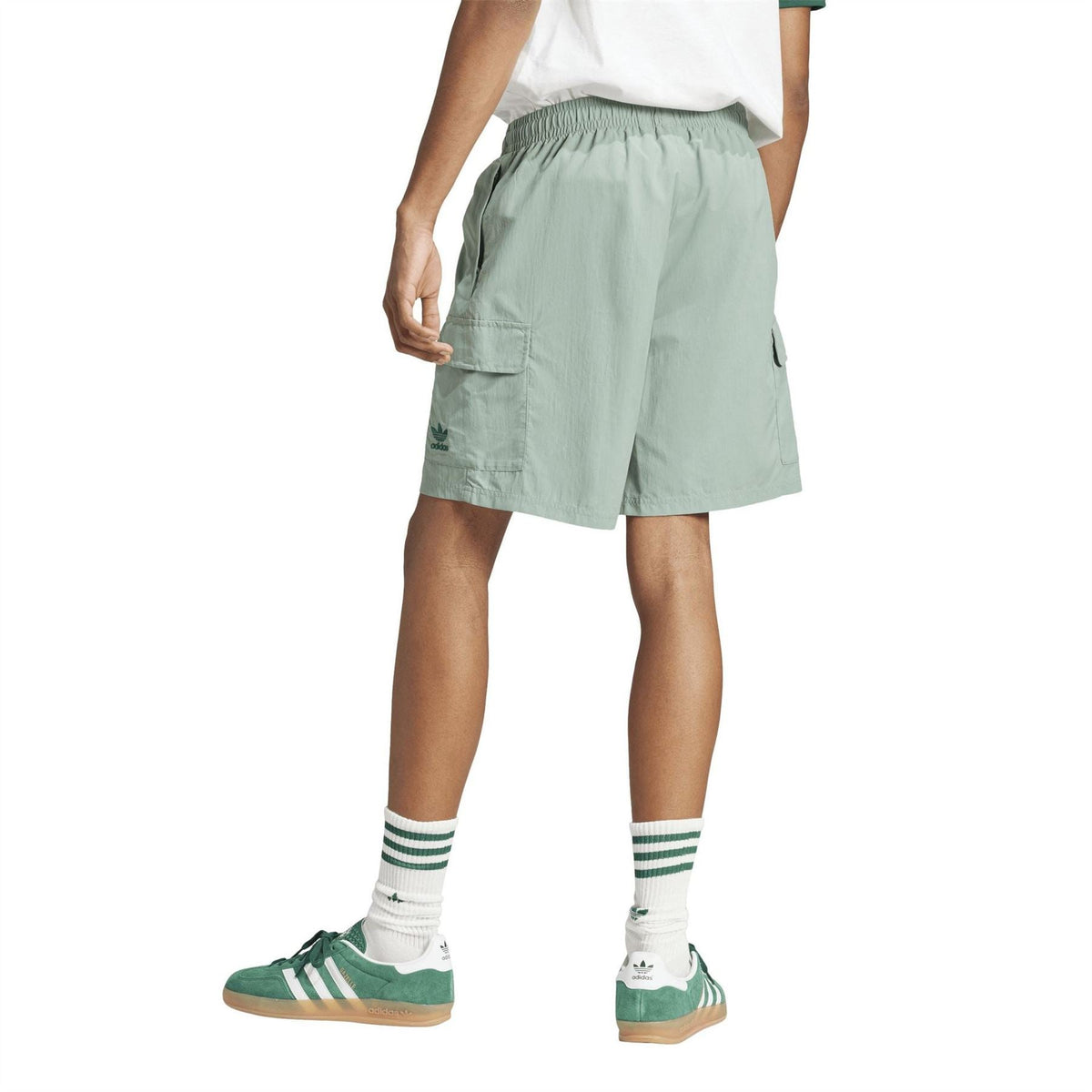 Mint green adidas Originals shorts, relaxed fit, with two side cargo pockets