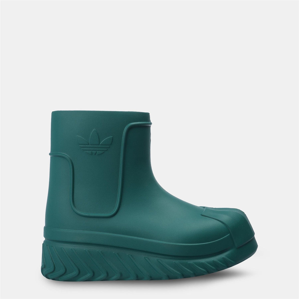 adidas green mid-calf boots with side logo and textured platform sole