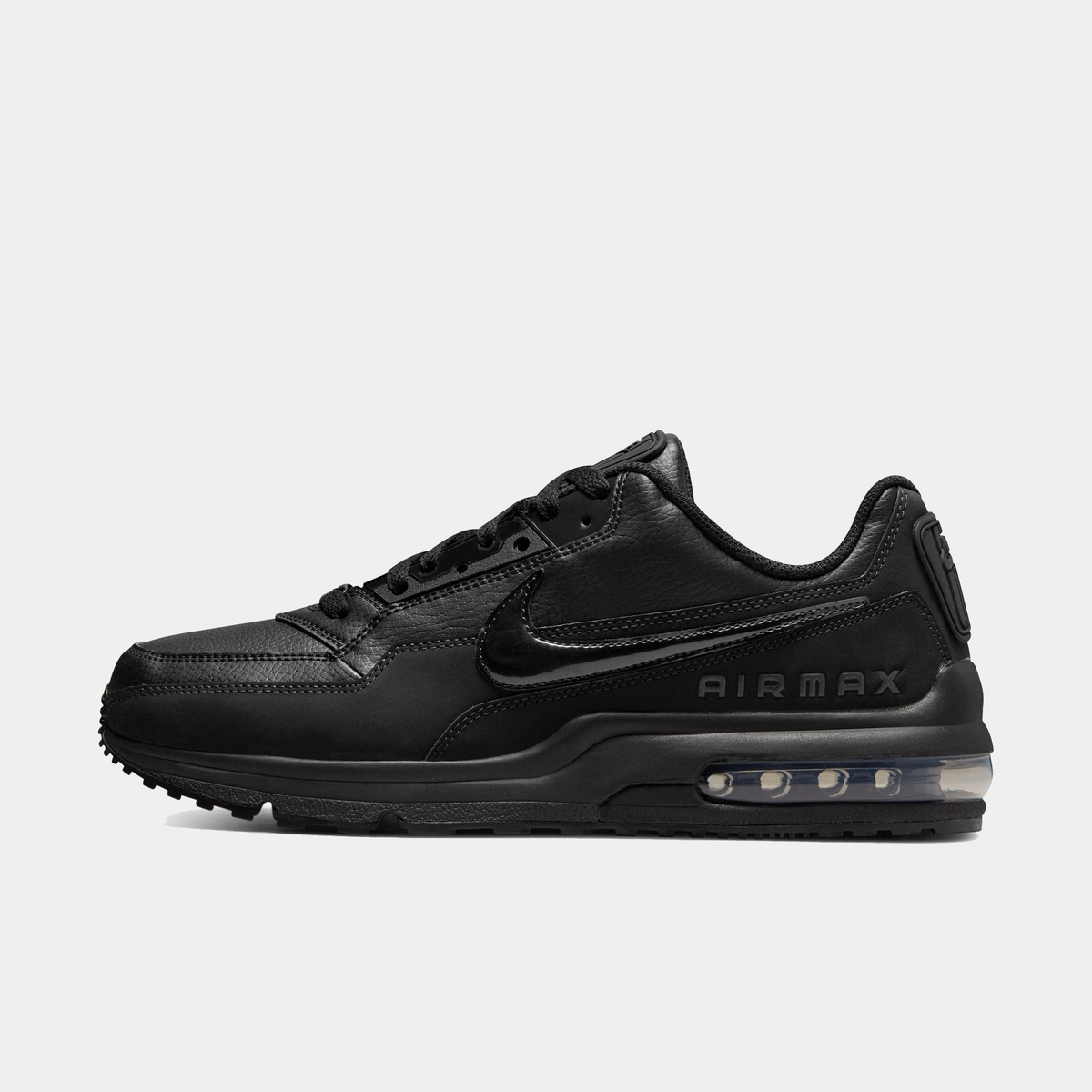 Nike Air Max LTD 3 black leather sneakers, side view with Air unit window