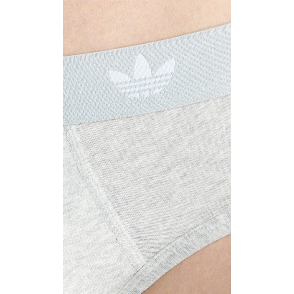 Light gray cotton briefs with white adidas logo on the waistband