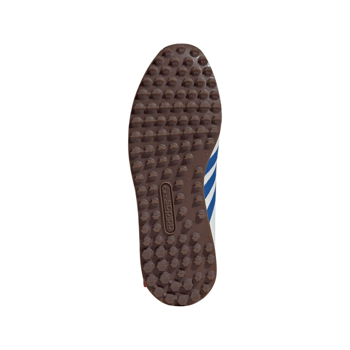 Brown rubber outsole for adidas LA Trainer with traction nubs and blue stripe edge