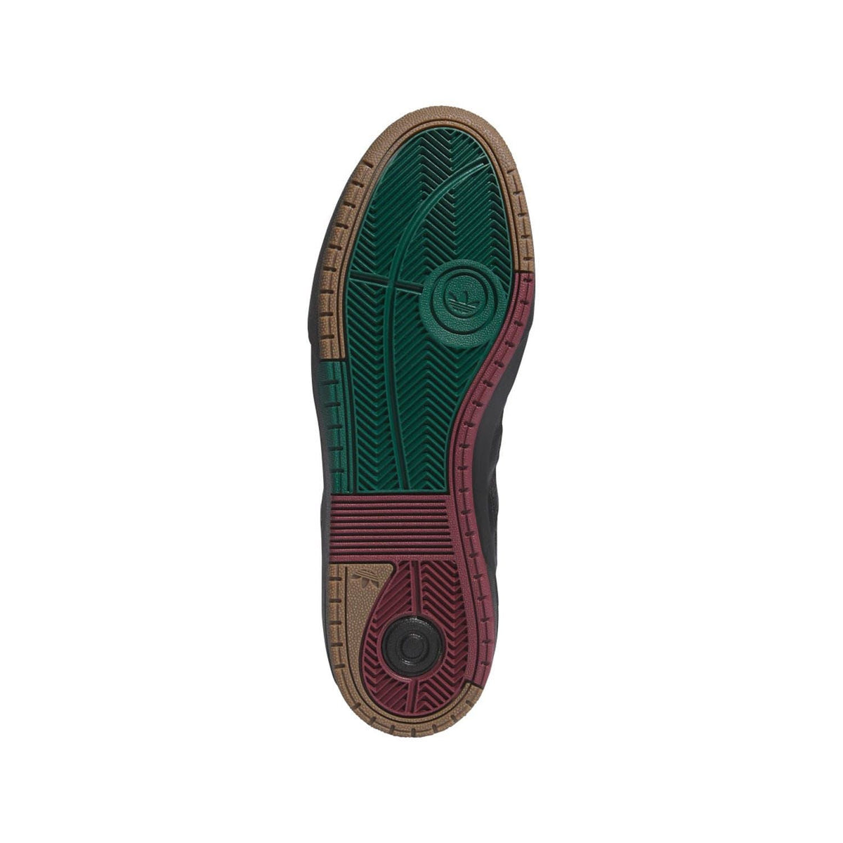 Tyshawn II black outsole with patterned traction tread and burgundy center panel
