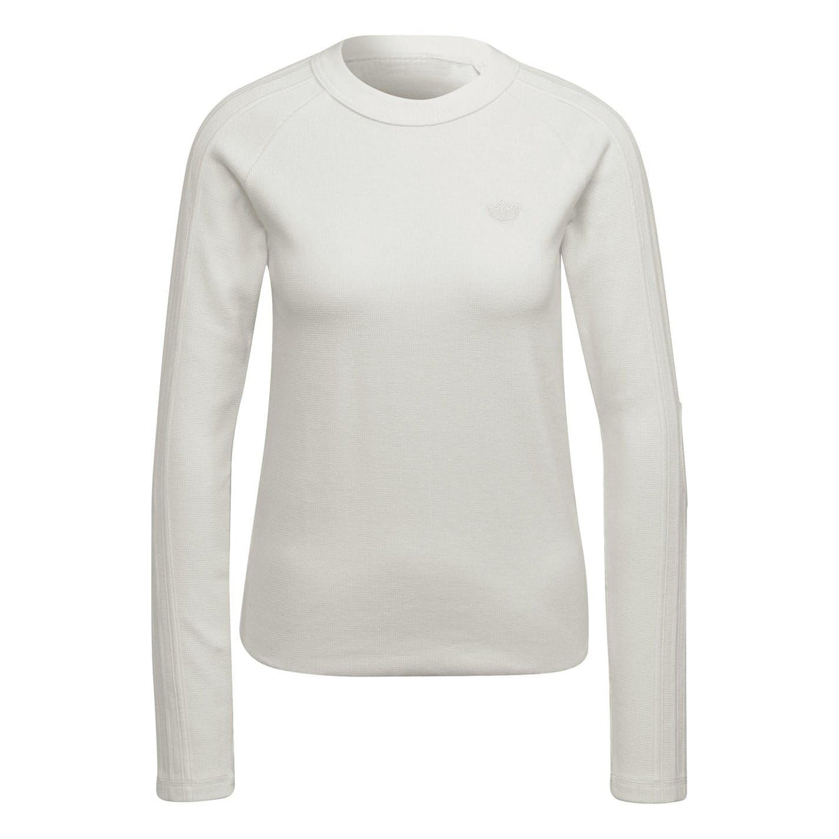 Chalk white crewneck long-sleeve waffle T-shirt
