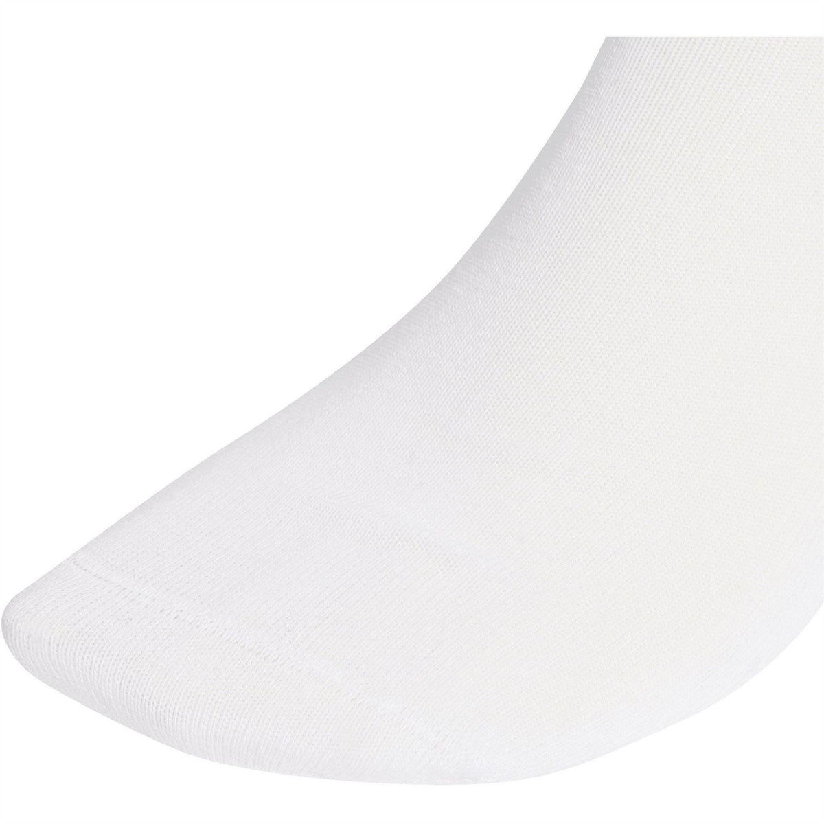 Single white crew sock with ribbed knit texture and rounded toe
