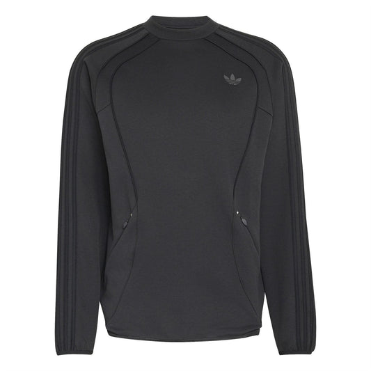 Black adidas Originals crew-neck sweater with ribbed collar and small trefoil logo