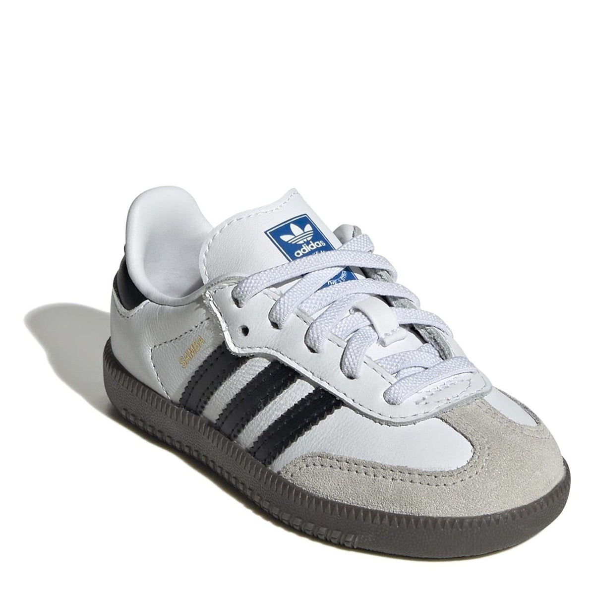 adidas Originals Samba OG low-top sneakers, three-quarter view with lace-up and suede overlays
