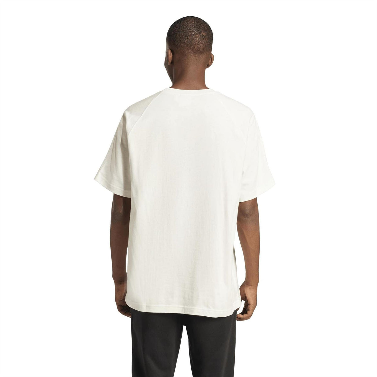 Cloud white back view crew-neck T-shirt with short sleeves, plain rear