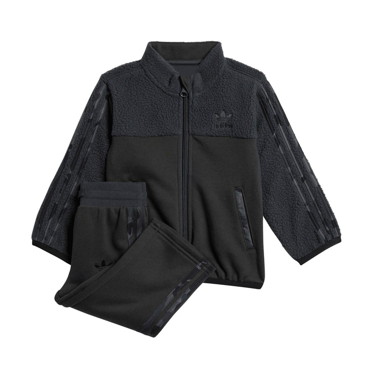 Infants polar fleece set with full-zip jacket and straight-leg pants, dark grey