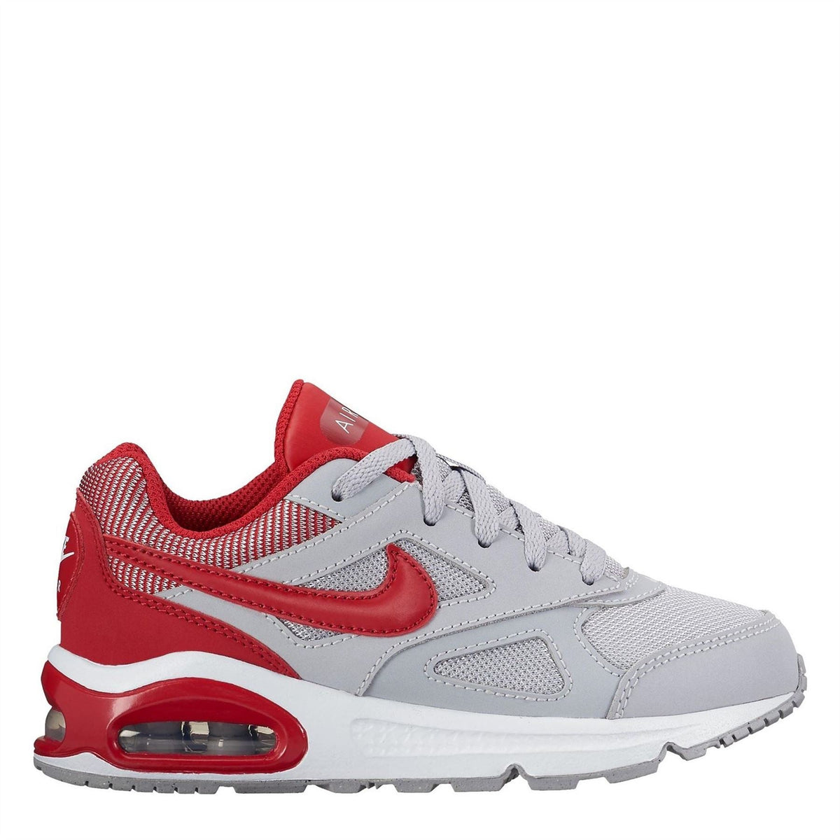 Nike Air Max Ivo kids' trainers in red and light gray with white midsole, lace-up
