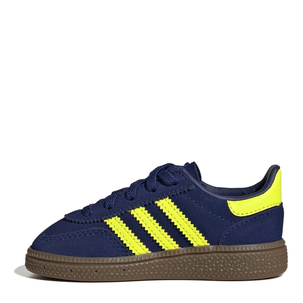 adidas Originals Hb Spezial low-top lace-up sneakers in navy with neon yellow stripes