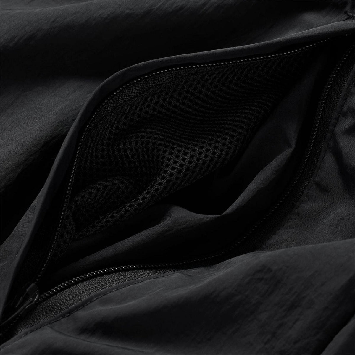 Black mesh lining and zip pocket detail on track jacket