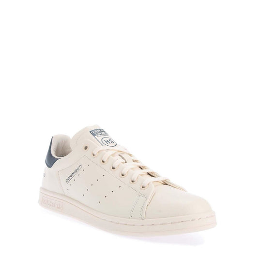 adidas Originals Smith Highsnobiety high-top trainers, white with blue heel and perforations