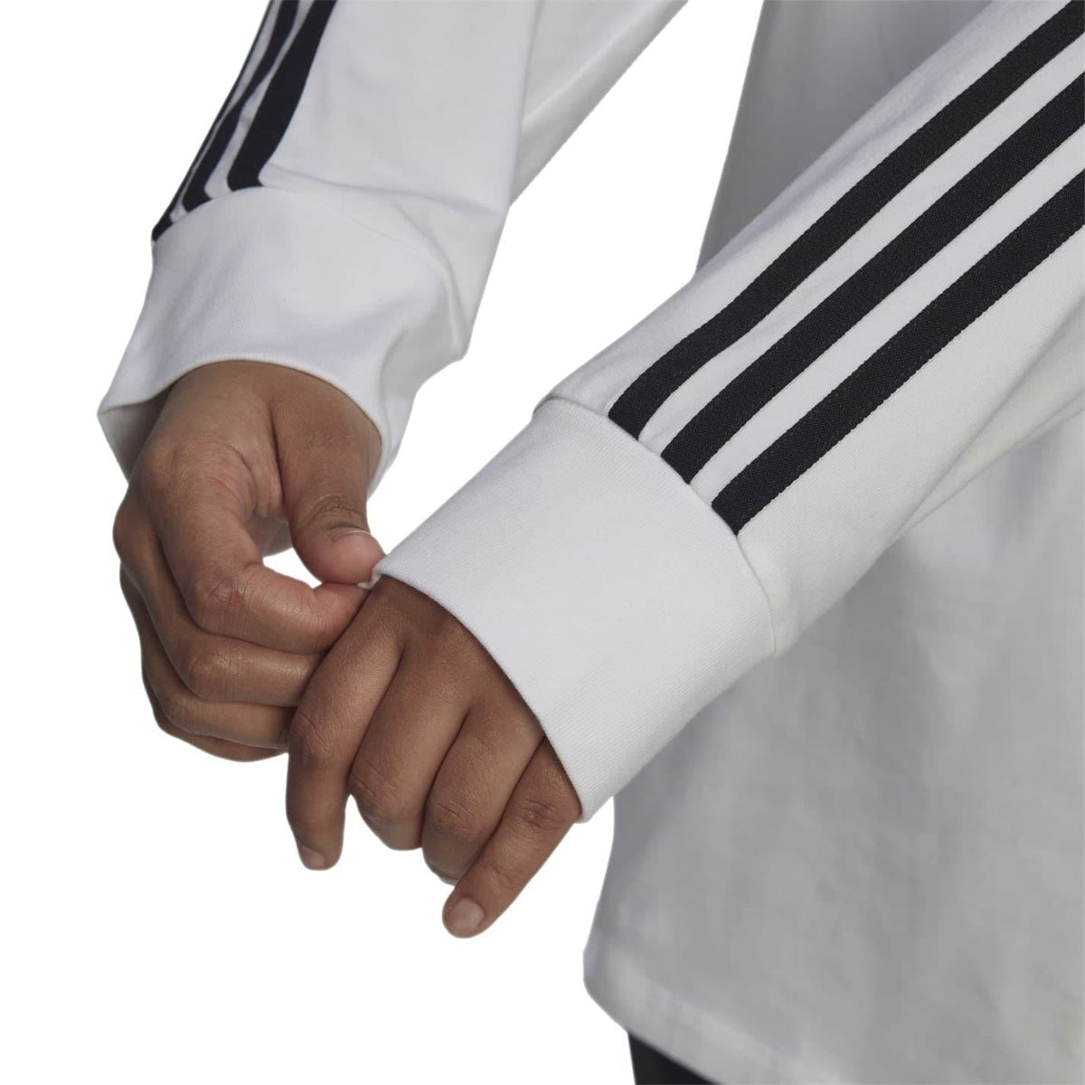 adidas Originals 3 Stripe long sleeve top, men's casual black top with iconic three-stripe design and crew neckline