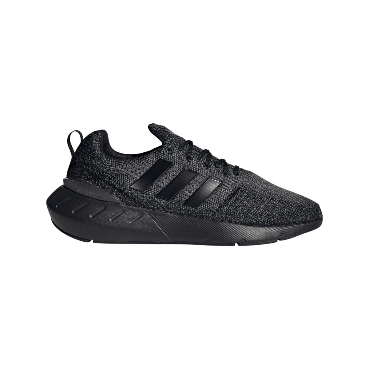 Black adidas Swift Run 22 trainers with knit upper and 3-stripe detail