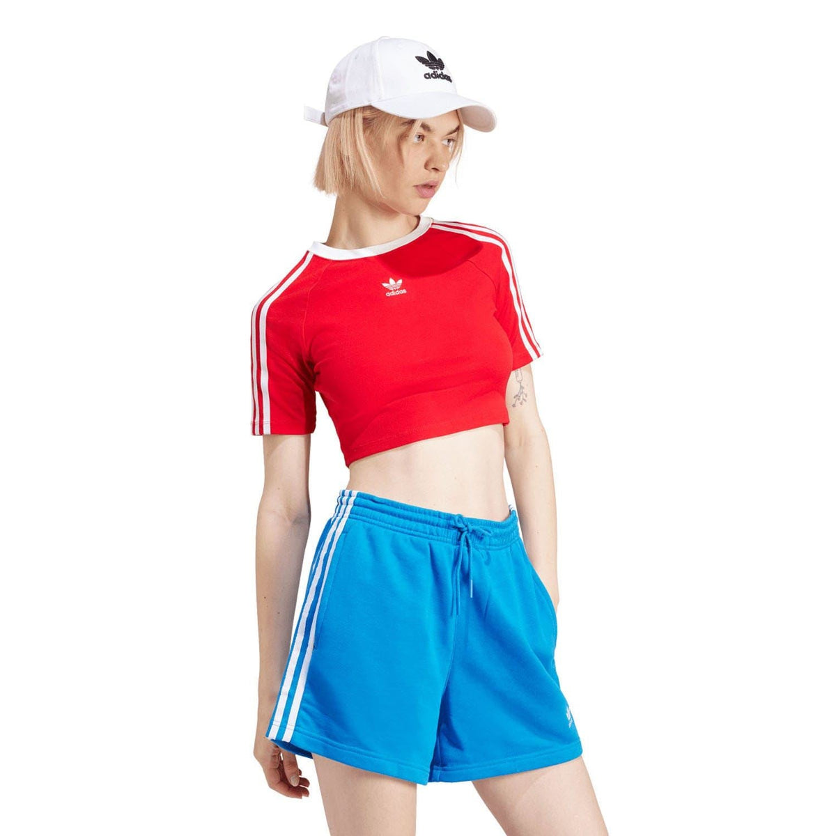 Red baby 3-Stripes T-shirt with crew neck and adidas logo