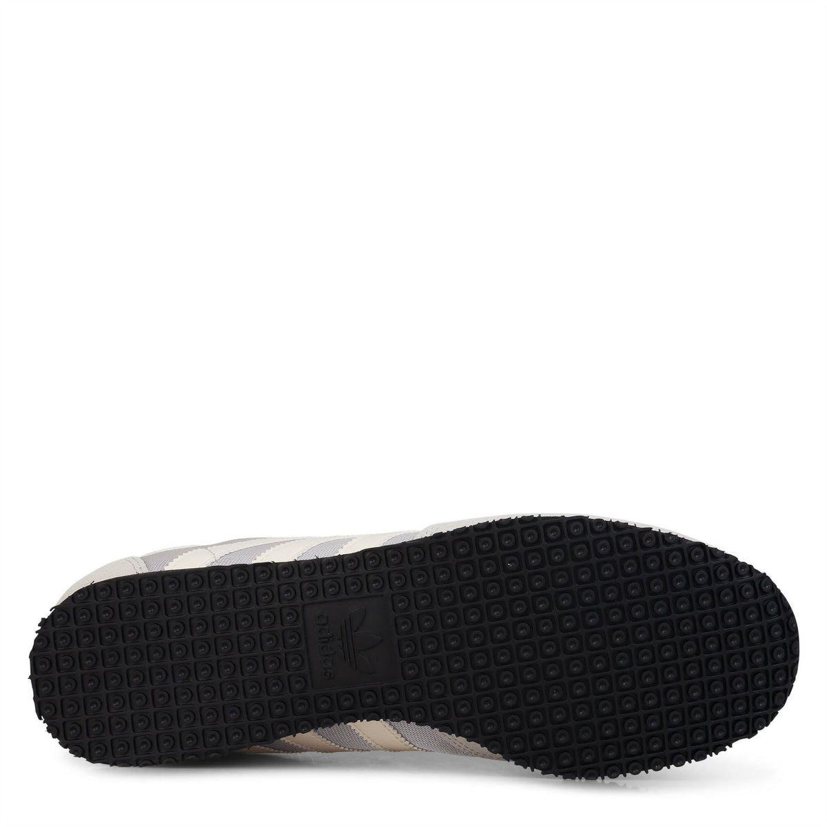 Light grey adidas Galaxy OG trainers with textured black rubber outsole tread