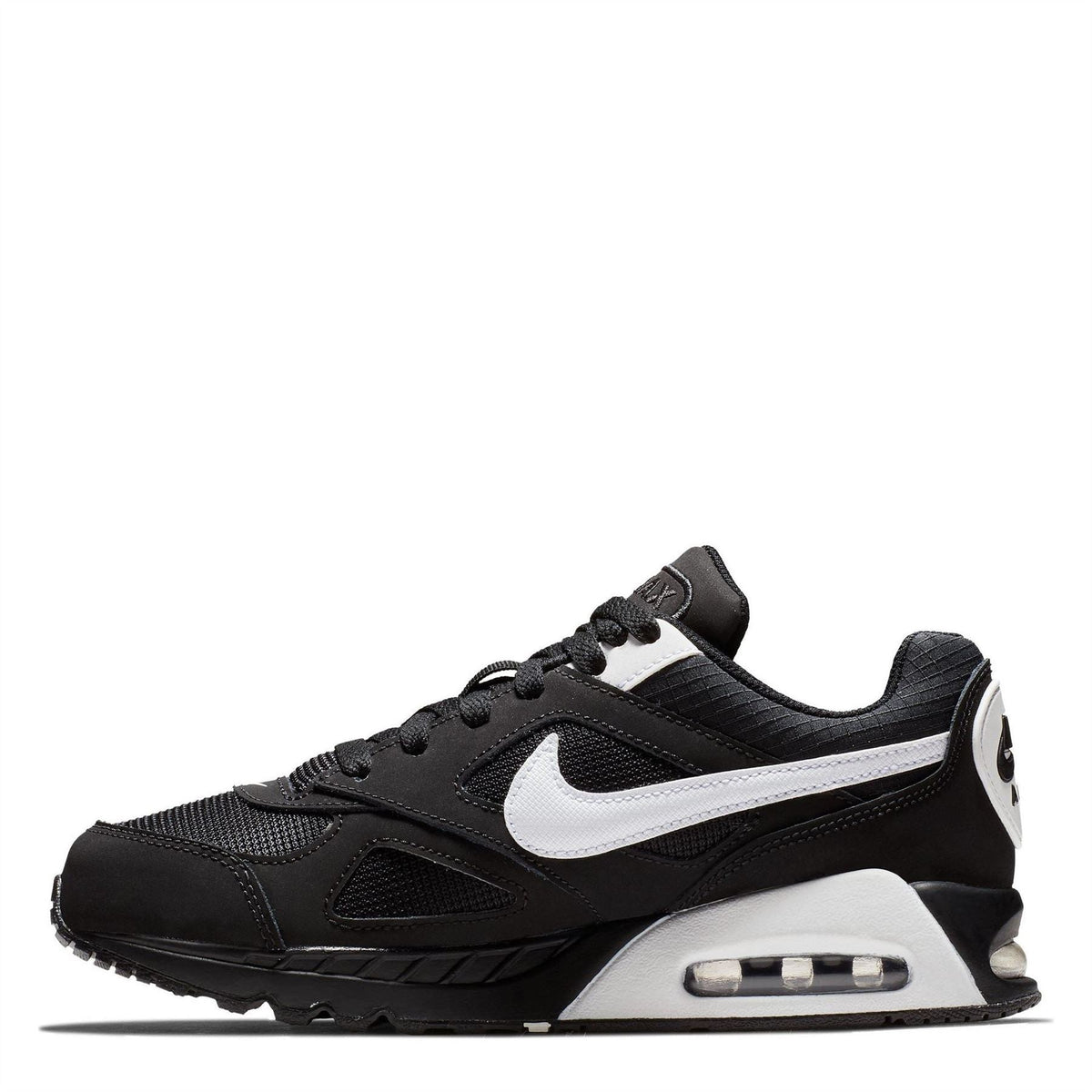 Kids Nike Air Max Ivo sneakers, black with white swoosh and side air-window detail