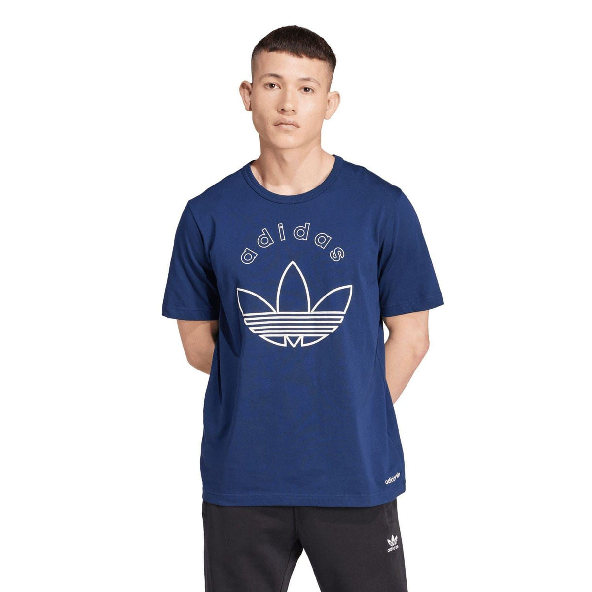 Indigo adidas Originals graphic T-shirt with Trefoil-style front print