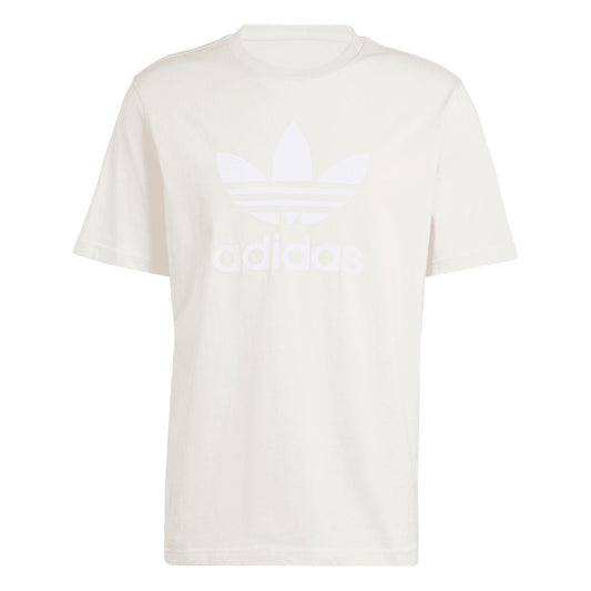 White crewneck adidas Trefoil graphic T-shirt, short sleeves