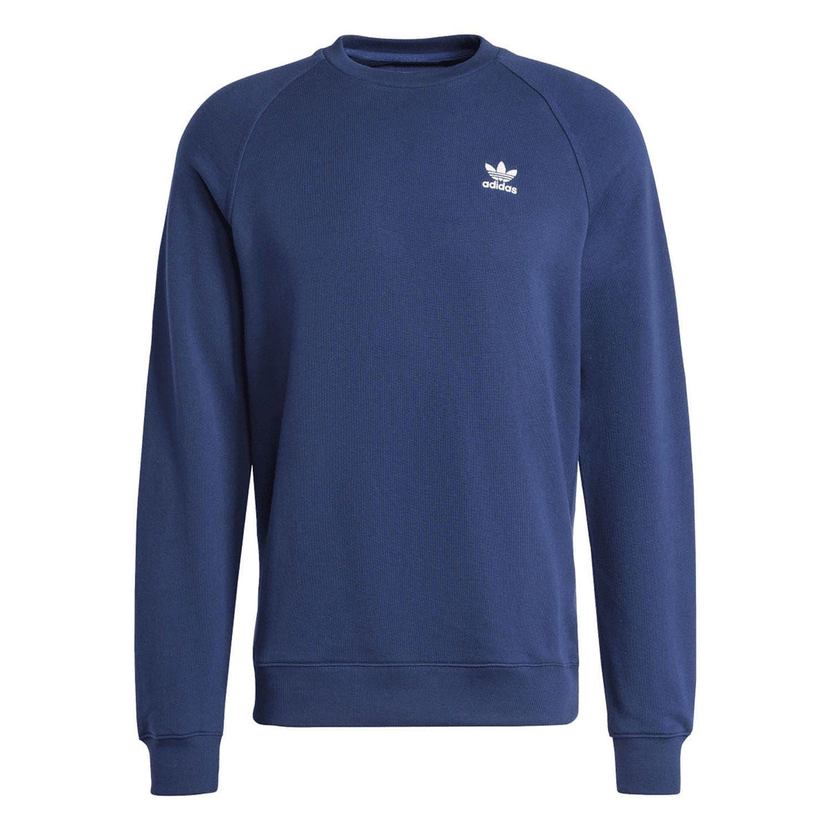 Indigo crewneck sweatshirt with adidas logo at upper chest