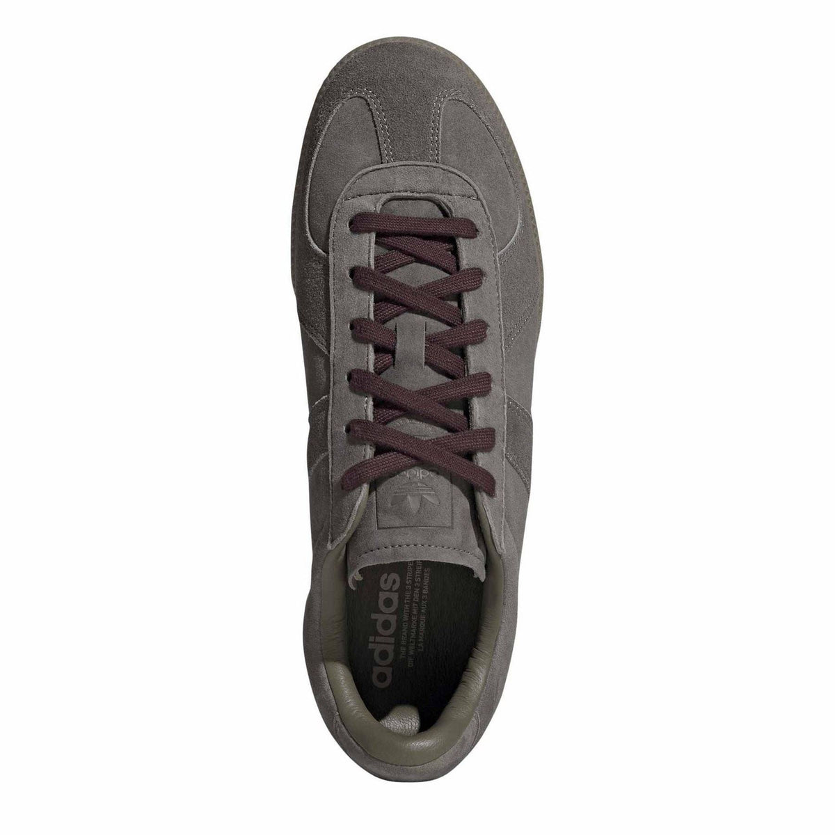 adidas Originals low-top sneakers in dark gray with lace-up front and gum trim sole