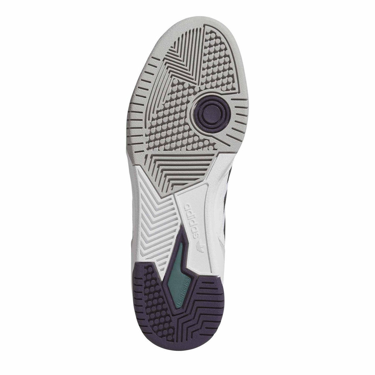 Shoe outsole with circular traction pivot and zigzag tread