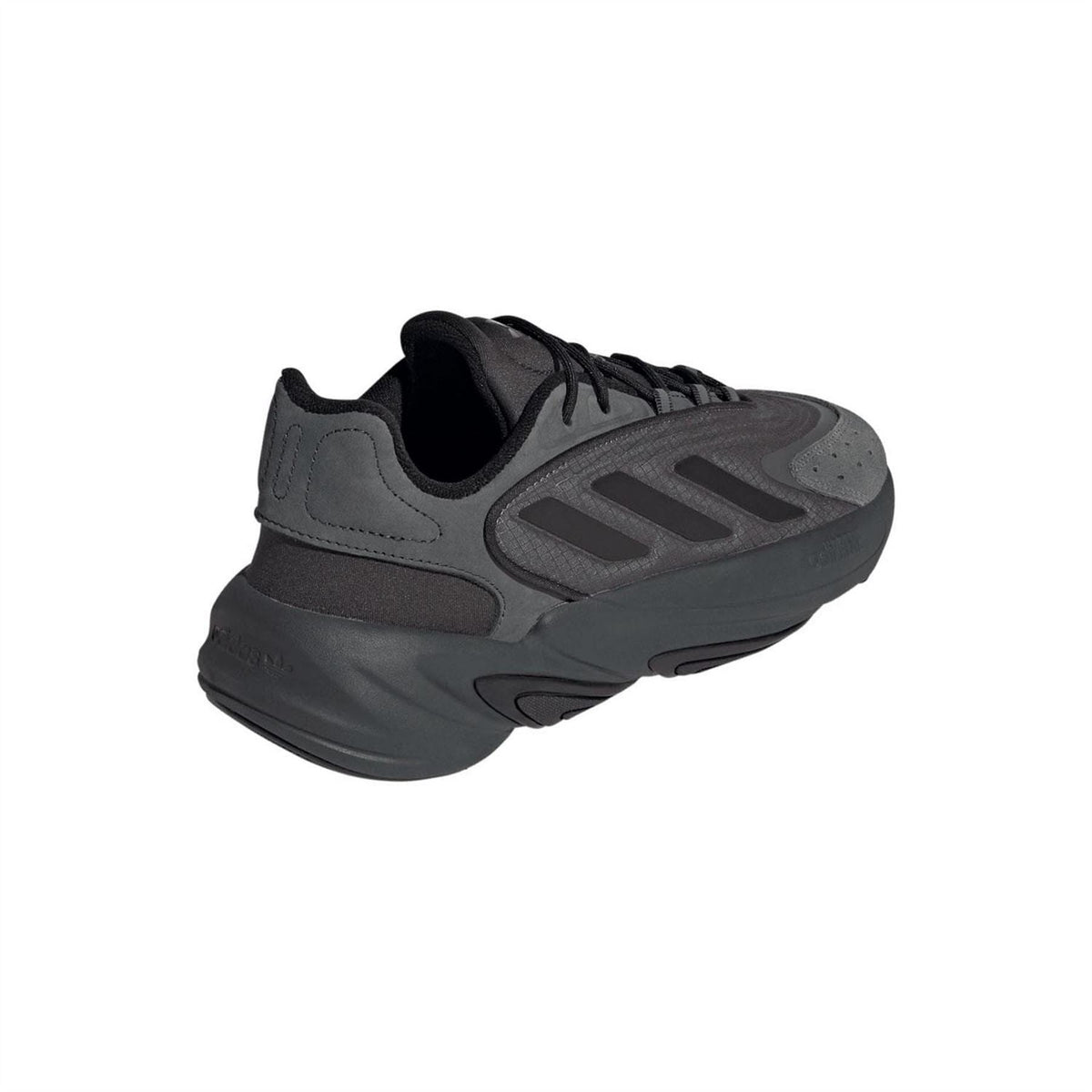 adidas Originals trainers, dark grey suede upper with side TPU cage and lace-up