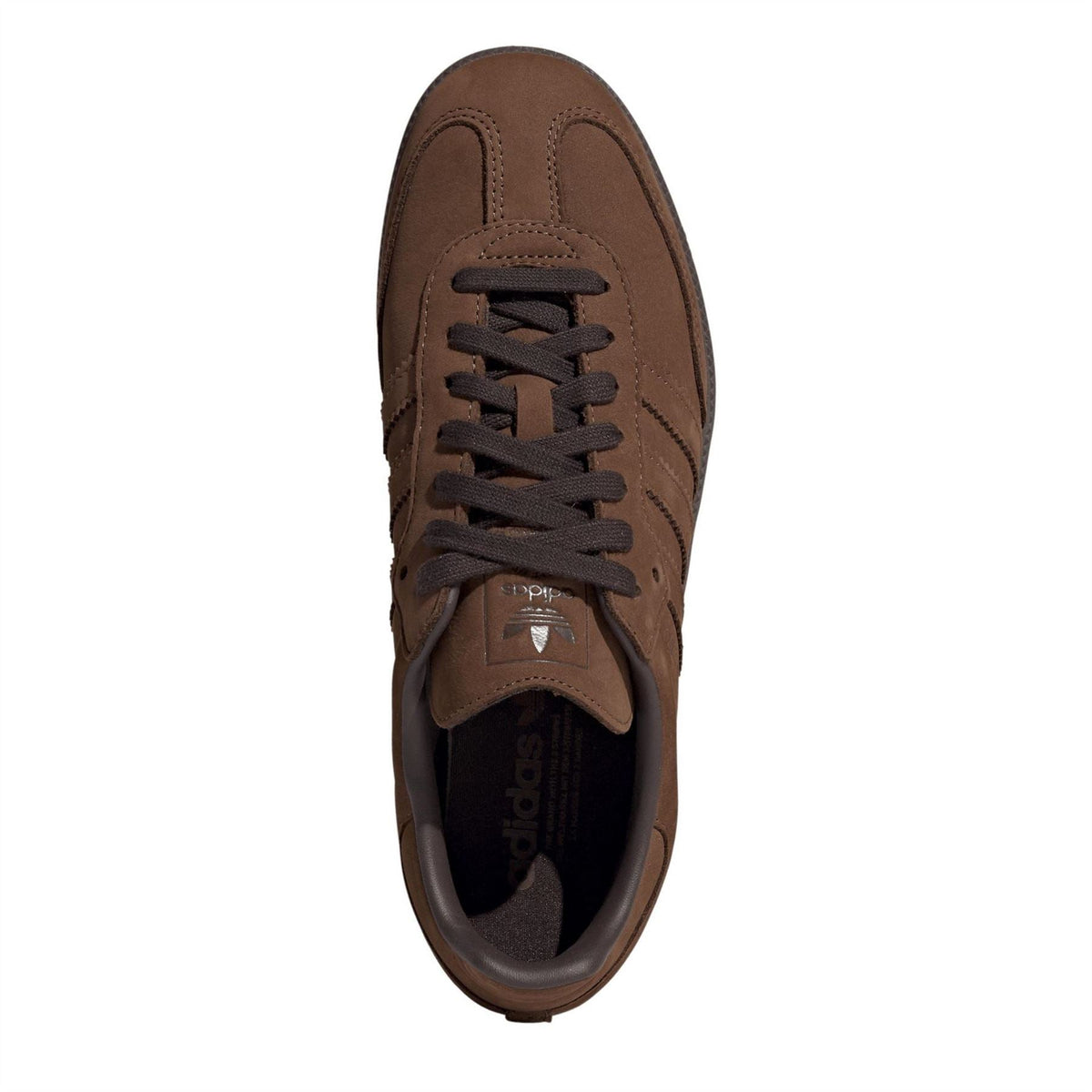 Brown suede Samba OG trainers, lace-up eyelets with dark inner lining