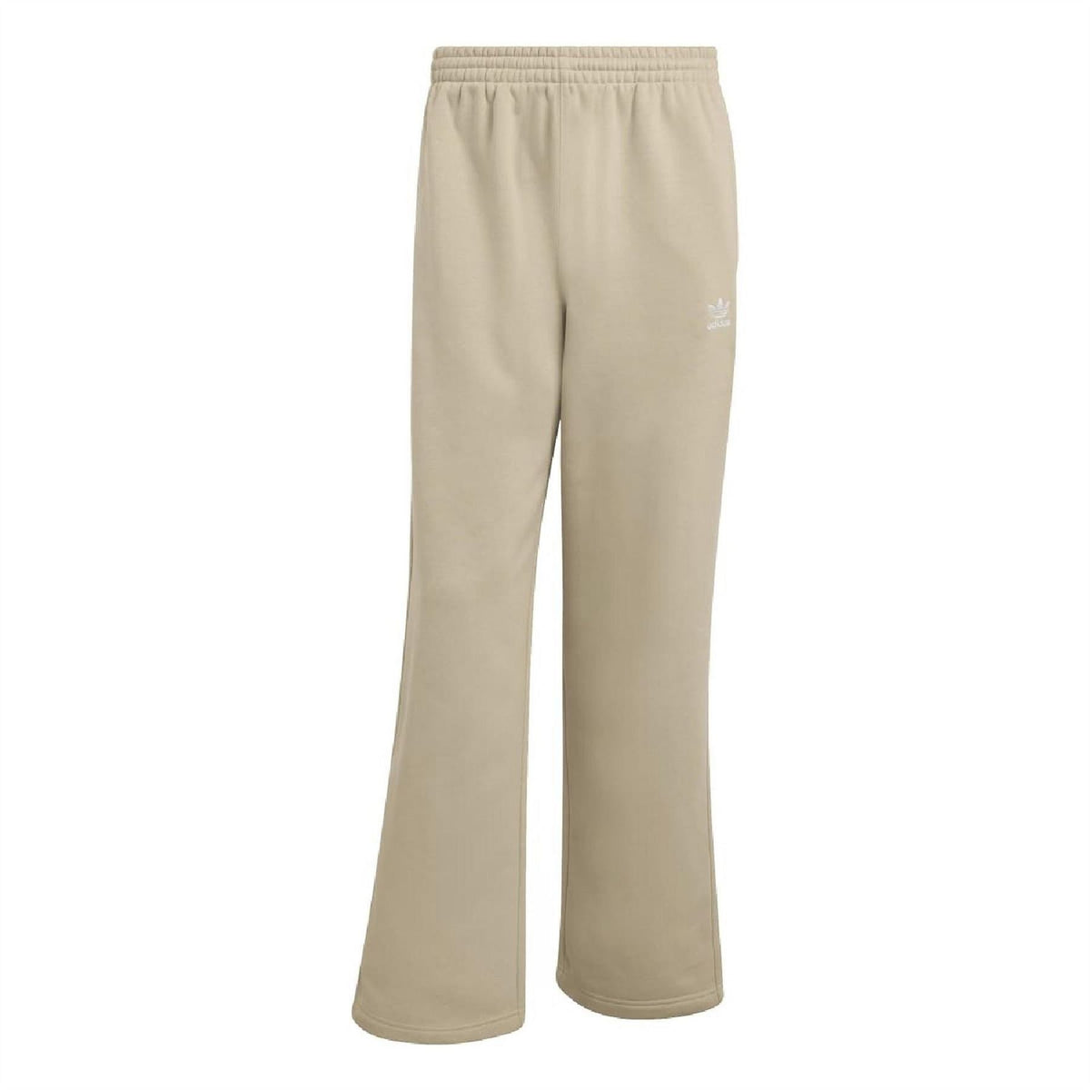 Stone khaki adidas Trefoil open-hem joggers with elastic waistband and cuff hems