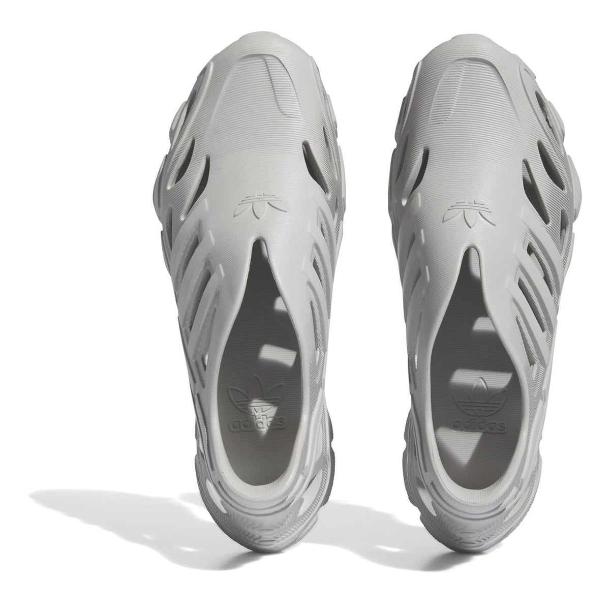 adidas Originals chunky-heel flats, light grey with breathable cutouts on the top