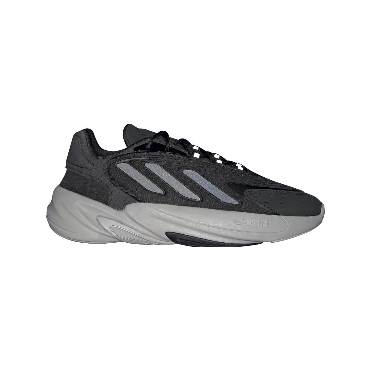 Black adidas Originals Ozelia sneaker with grey accents and white midsole, side view